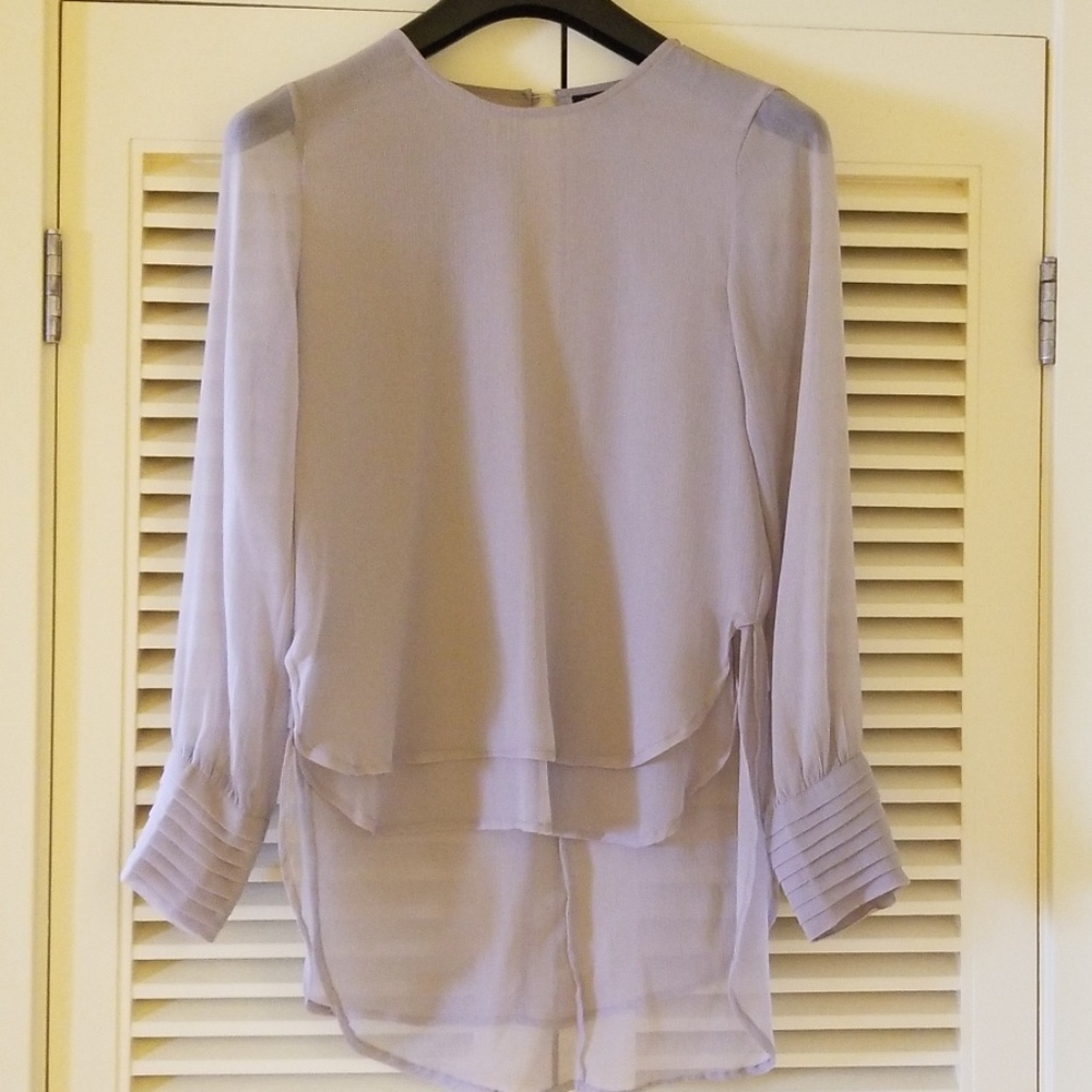 Topshop taupe purple chiffon blouse
